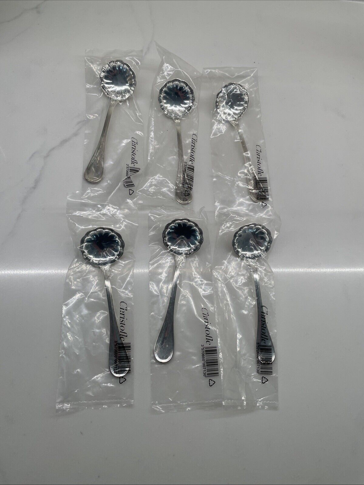 Set of 6 Christofle Silver-Plated Sugar Spoons – 5 Inches – Sealed - French