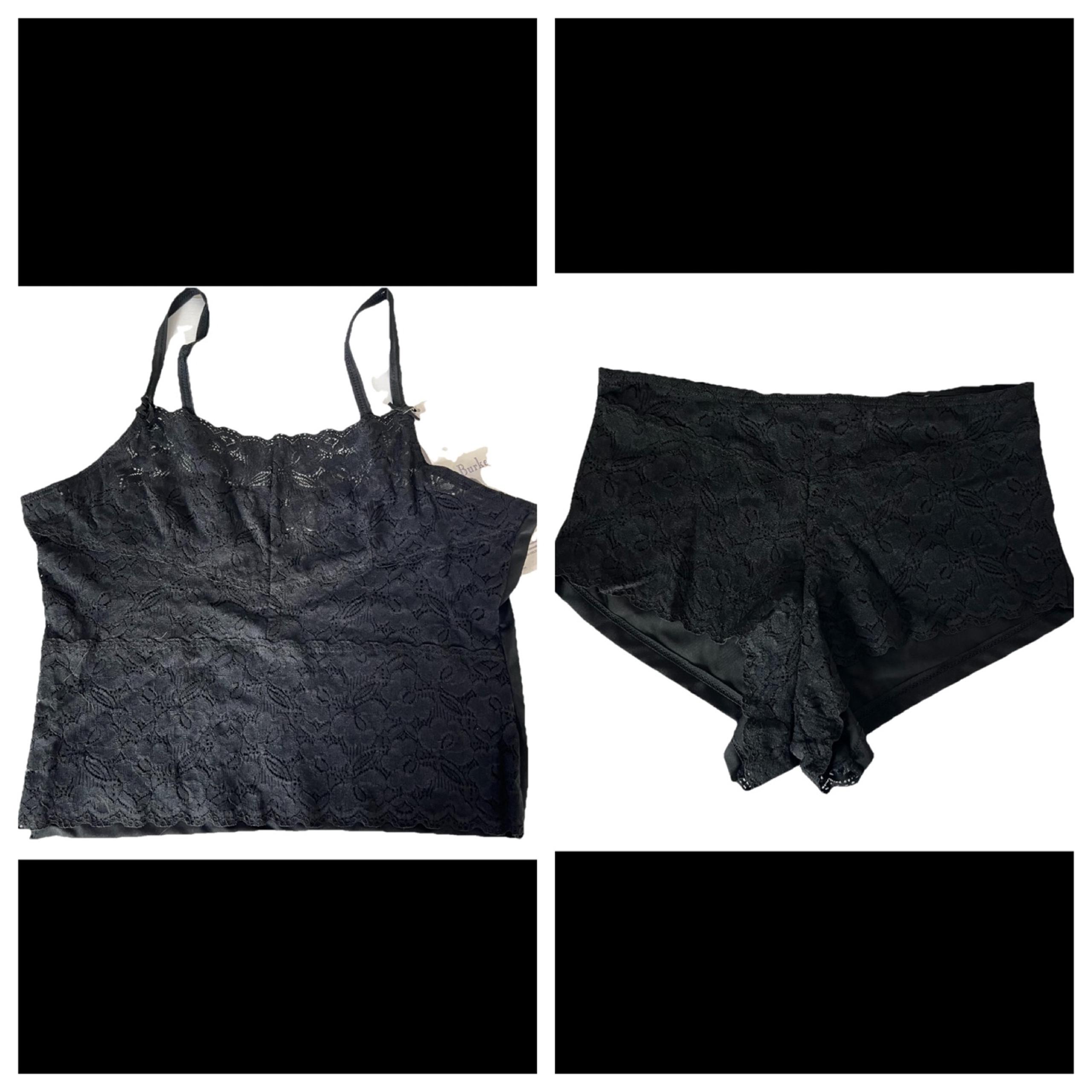 Delta Burke Black Lace 2pc Camisole Underwear Panties Pajama Set Plus Size 1X