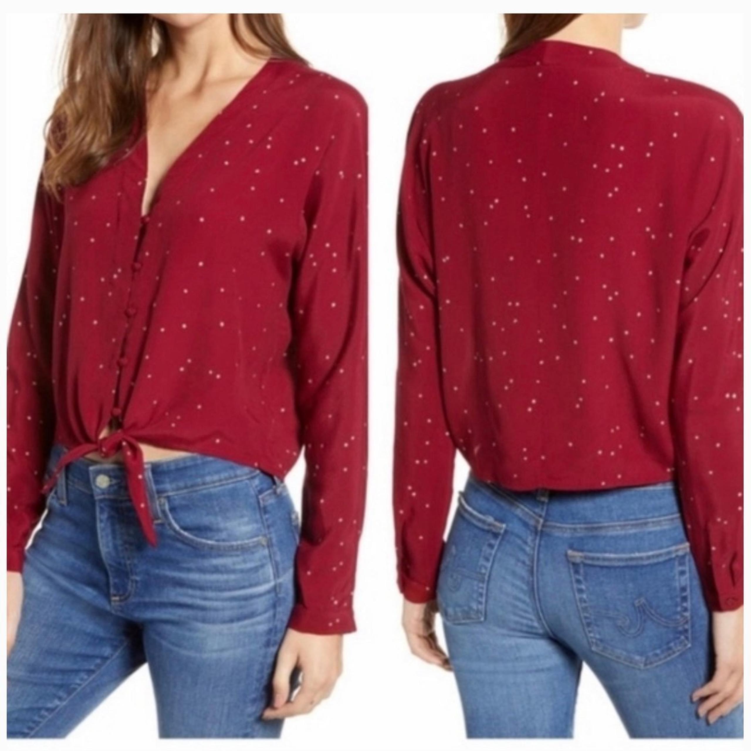 NWT Rails Rouge Sloane Button Down Cropped Long Sleeved Blouse Top