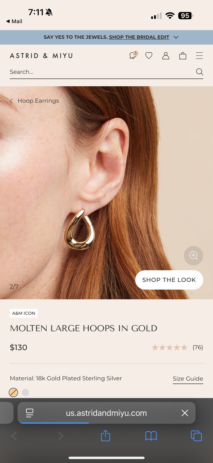 Astrid and Miyu Molten large hoop earrings in gold