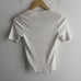 Vince Womens Medium Top Henley Linen Blend White Short Sleeve Ribbed Slim Fit