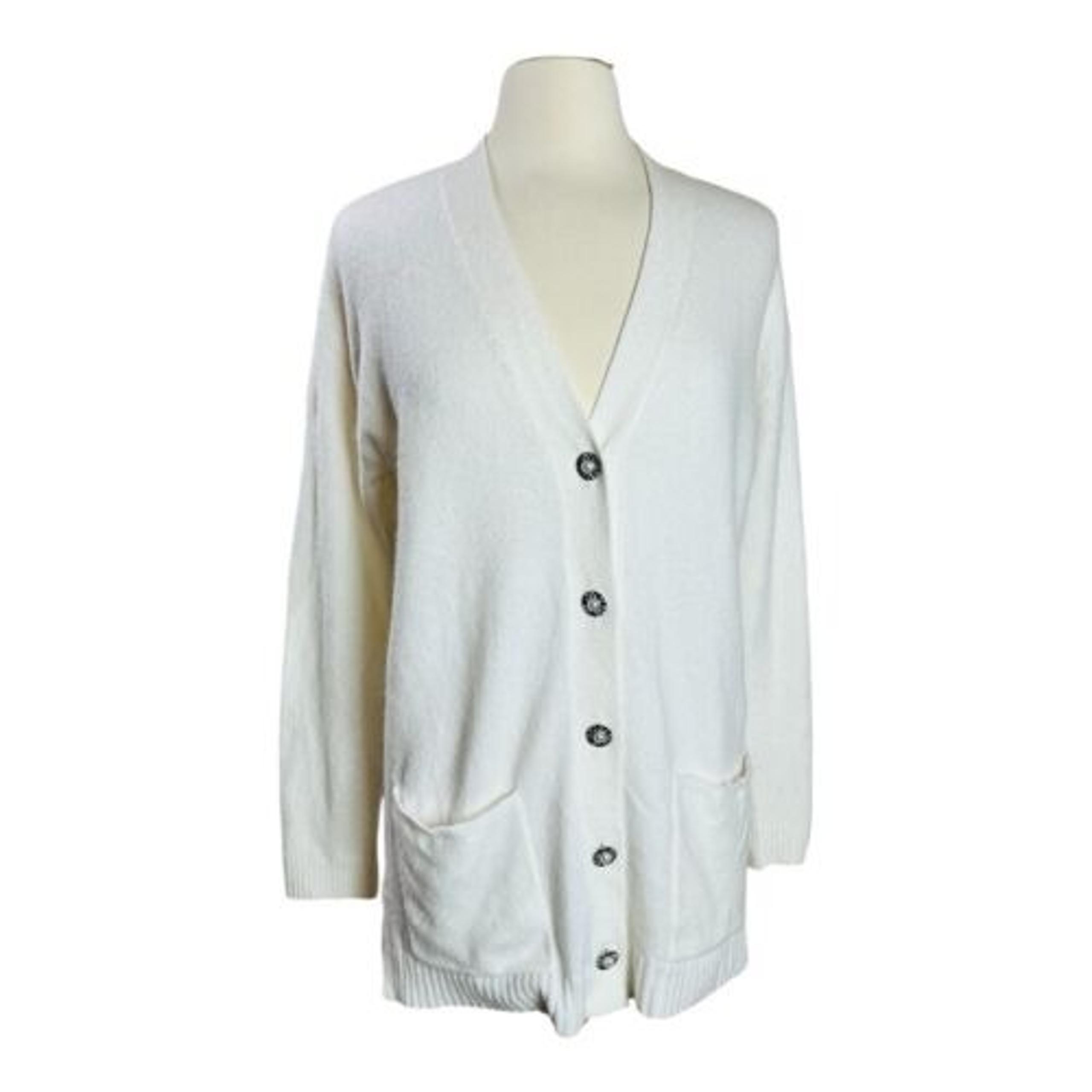 NEW Talbots Cardigan M Alpaca Wool Blend Ivory Jewel Button Pockets NWT