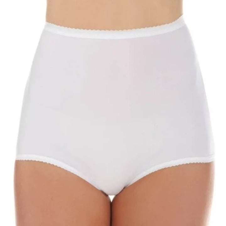 X2 ShadowLine Size 7 White Nylon Full Classic Brief Style 17042 3 Pair (Total 6)