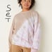 VS PINK Crew Sweatshirt & High Waist Wide Leg Pant Set Beige Placed Tie Dye XXL