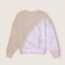 VS PINK Crew Sweatshirt & High Waist Wide Leg Pant Set Beige Placed Tie Dye XXL