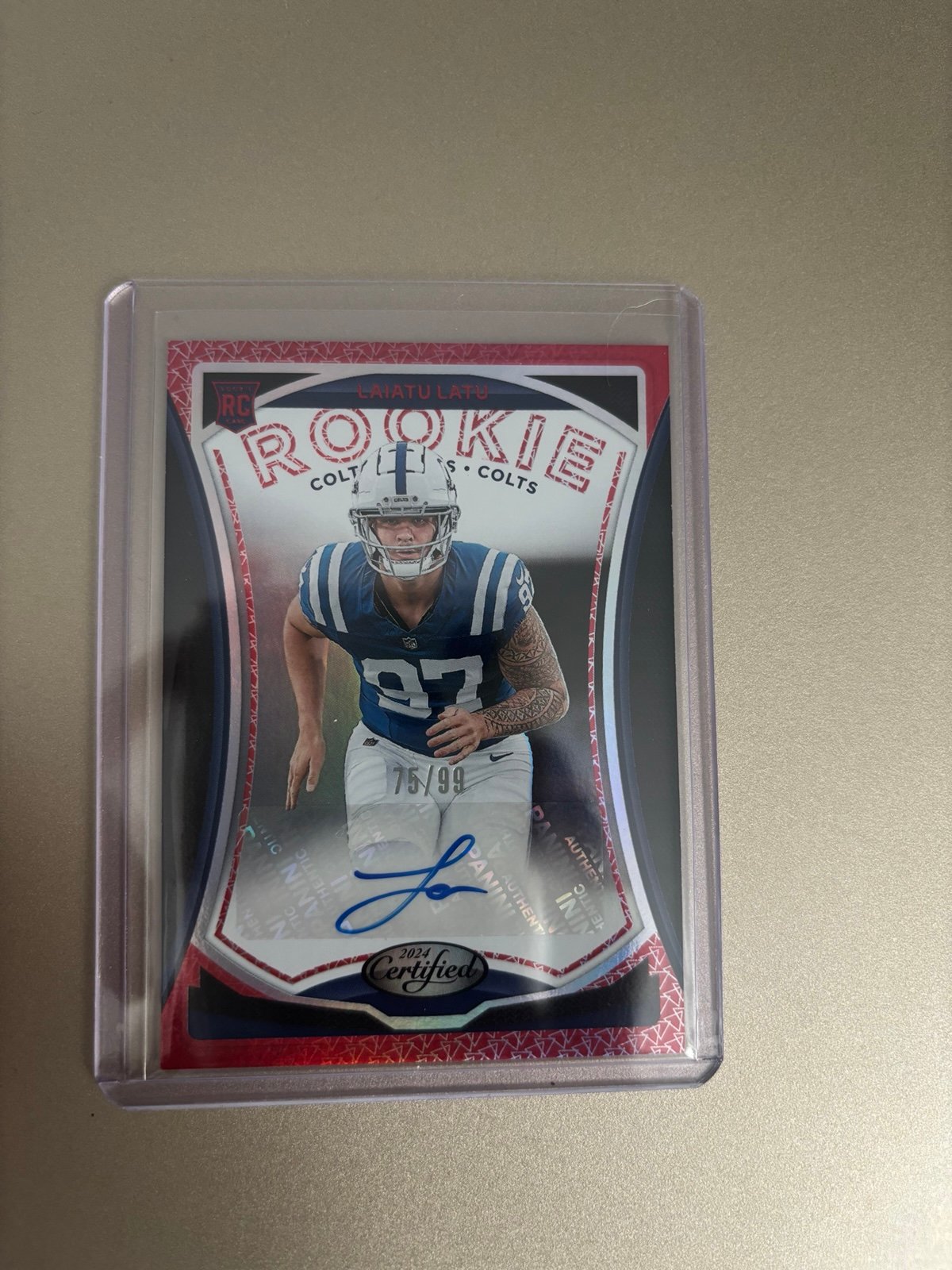 2024 Panini Certified Rookie Signatures Mirror Red /99 Laiatu Latu Colts Auto