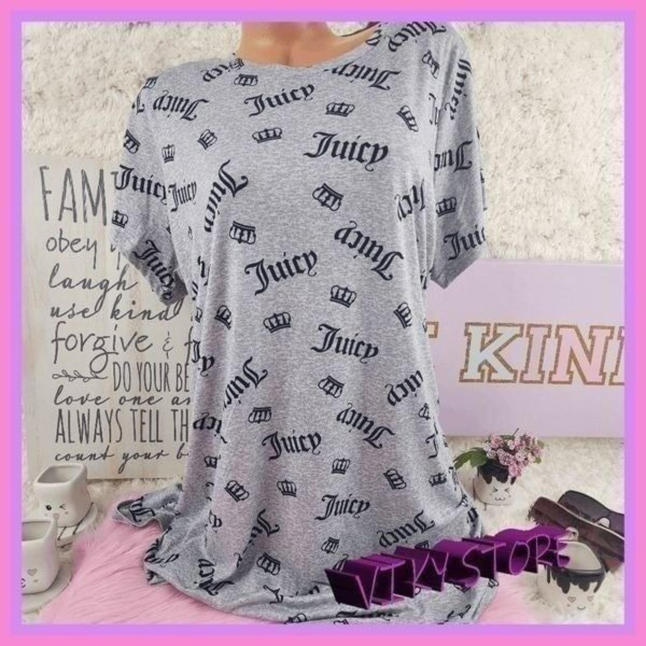 NWT {Juicy Couture} Sleepshirt Gray Logo All Over Crown 2XL NWT Z6701
