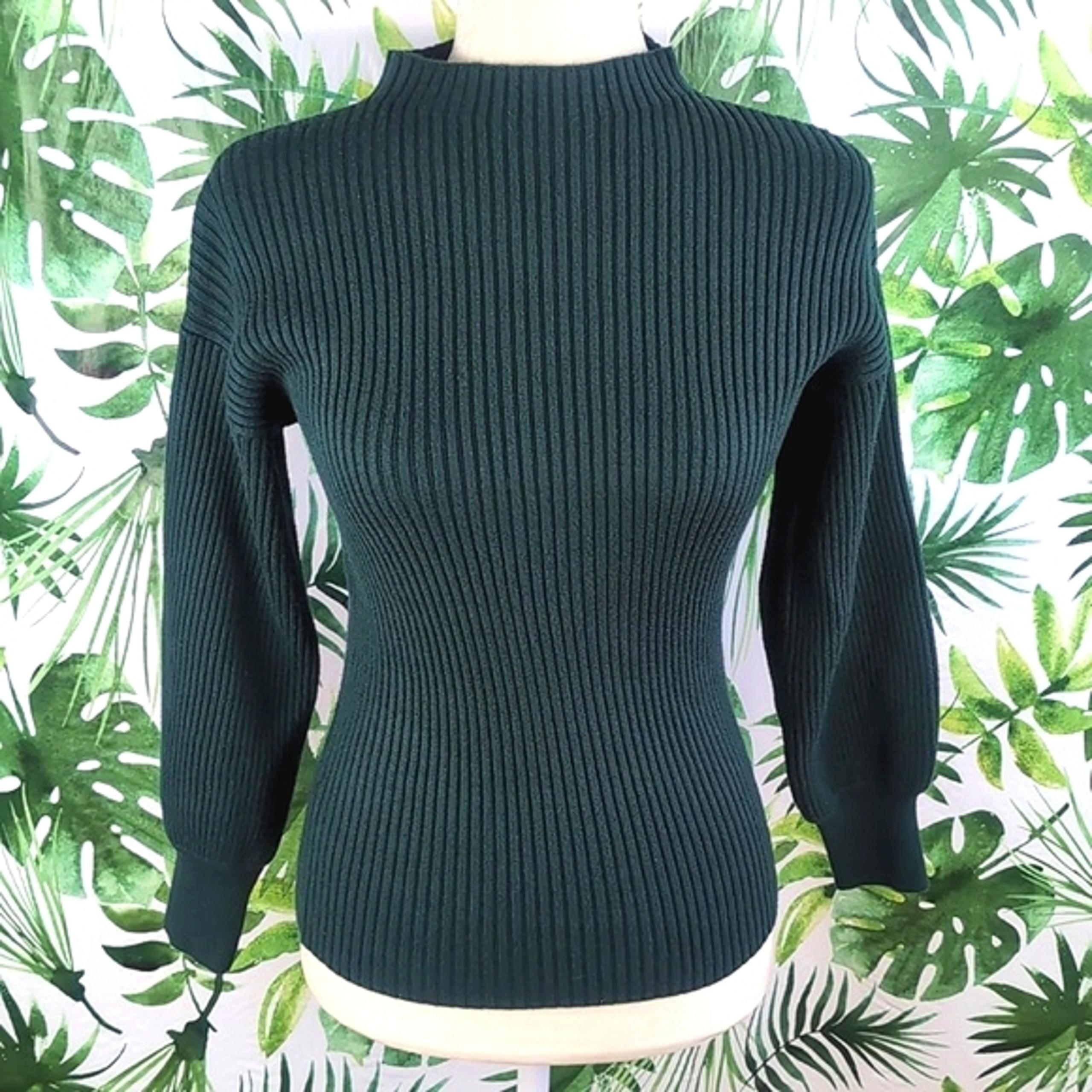 I.N.C. International Concepts Dark Green Mock Neck Ribbed Sweater (Size: Small)