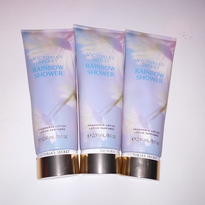 Set of 3 Victoria Secret Fragrance Body Lotion Rainbow Shower Plumeria & Pear Fu