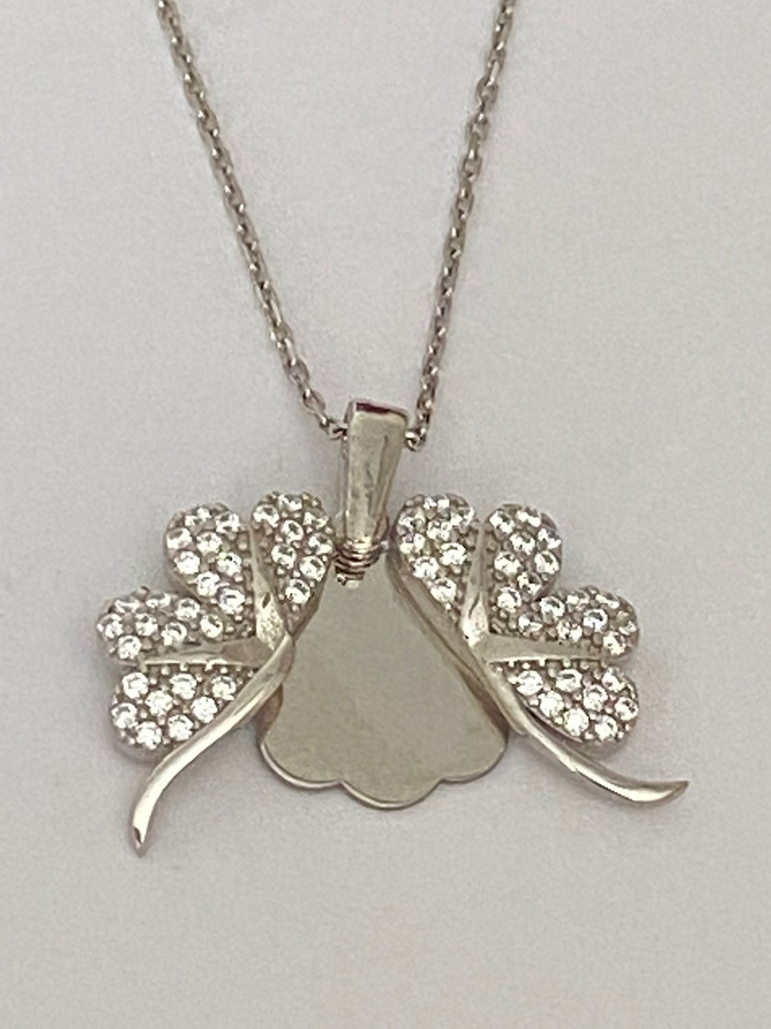925 Silver clover shamrock cz necklace