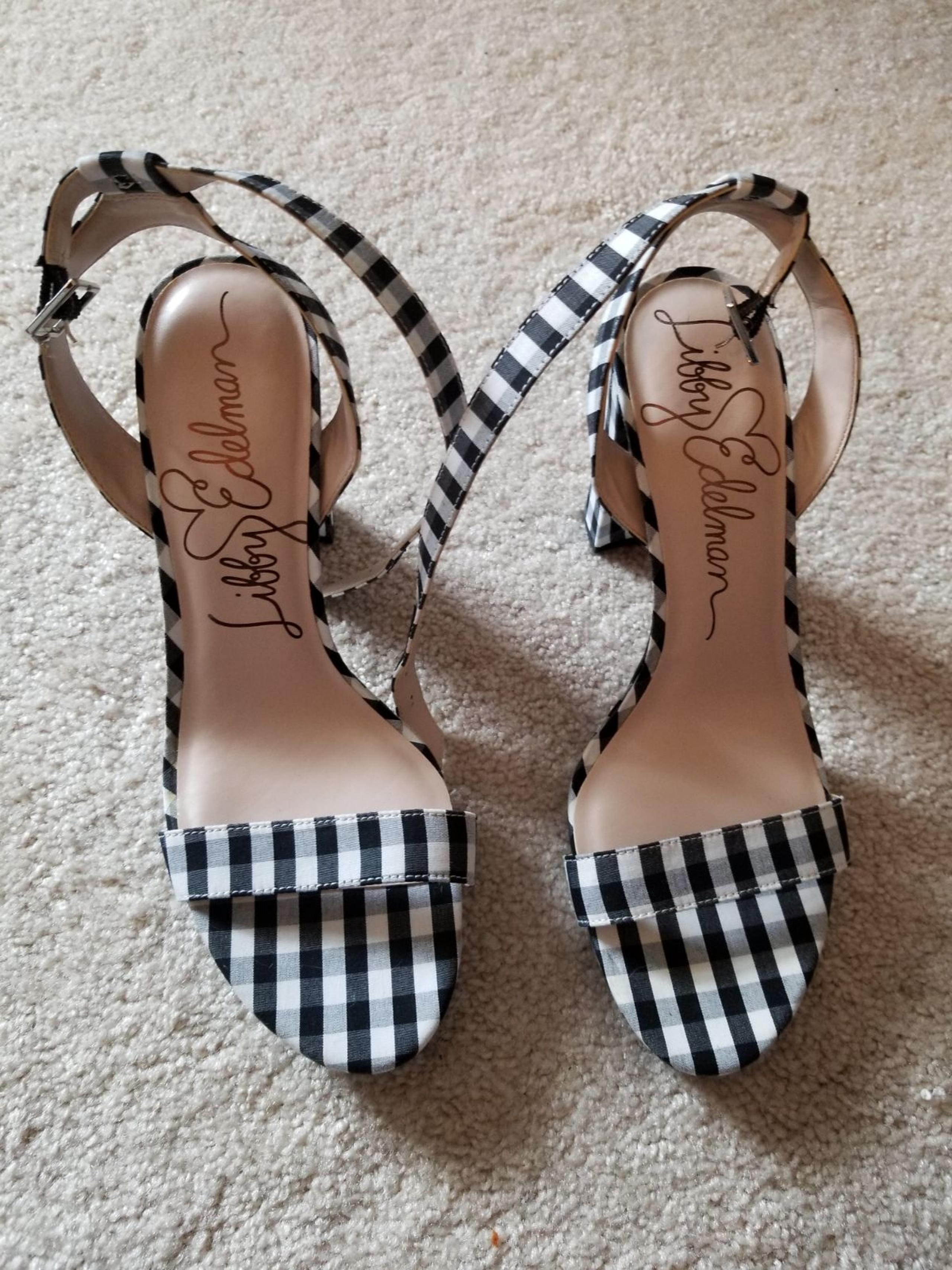 libby Edelman gingham sandals black