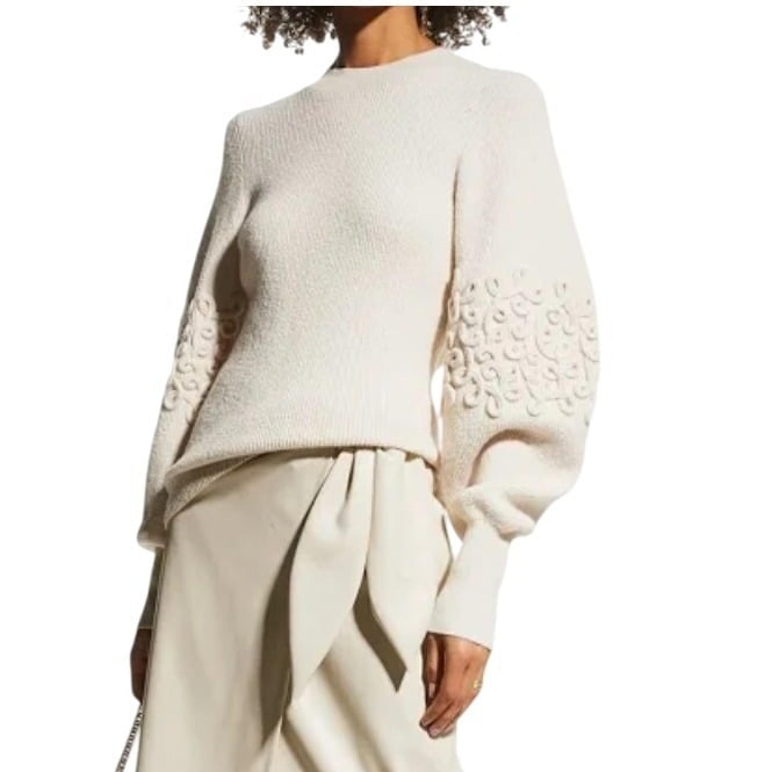 Rebecca Taylor Soutache Wool Cashmere Blend Sweater in Marzipan, SZ. L/XL