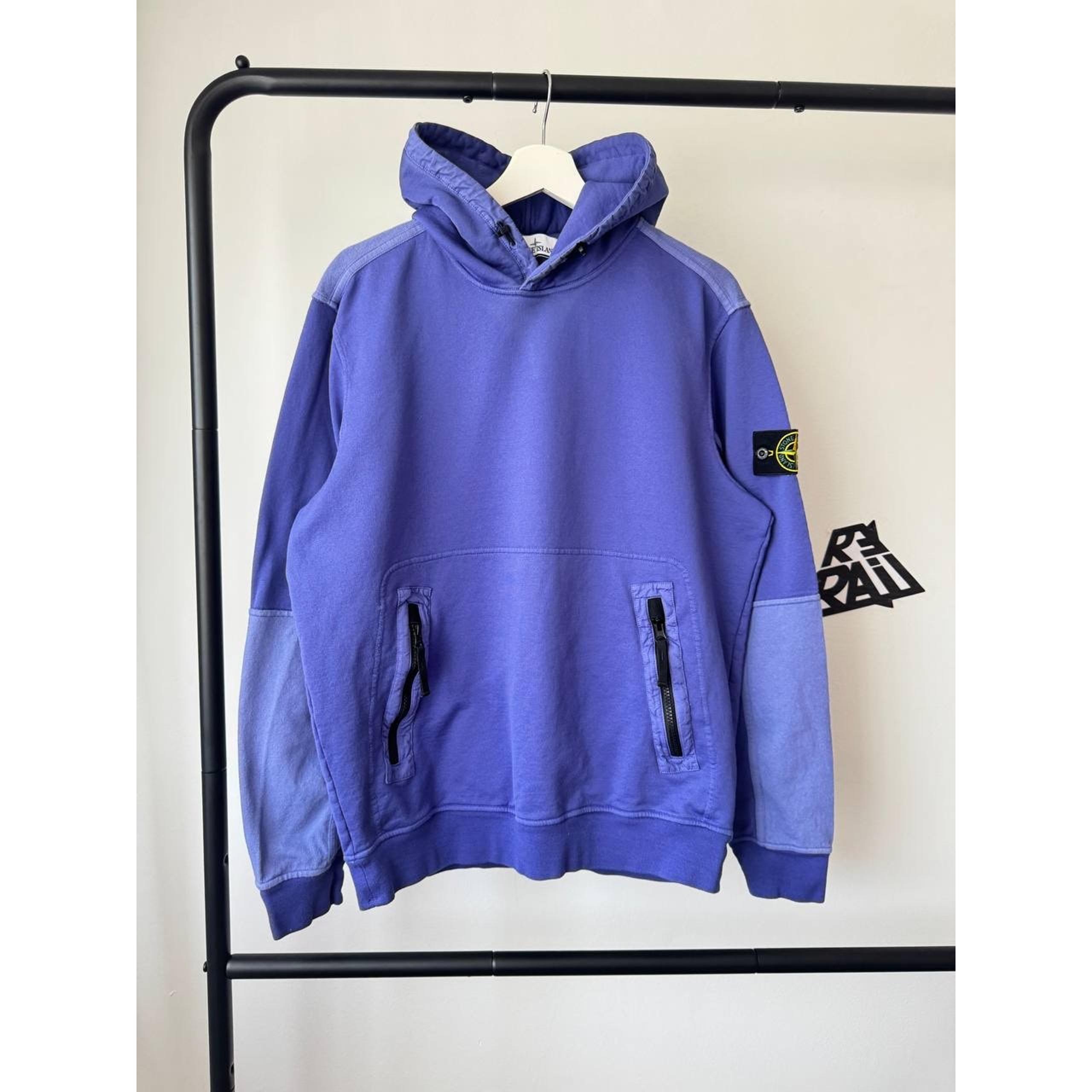 Stone Island Panel Color Block Hoodie Purple
