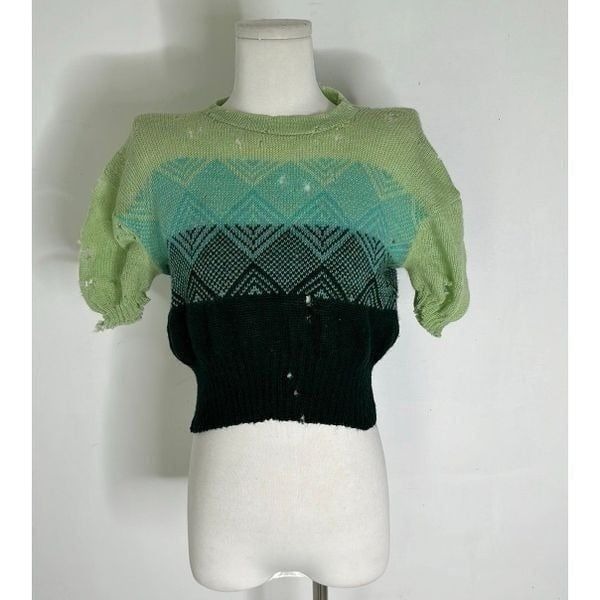 Vintage 1940s Knit Sweater Tattered To Perfection