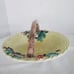 Gumps Italian Pottery Bowl Basket Yellow Basket Weave Embossed Flowers
