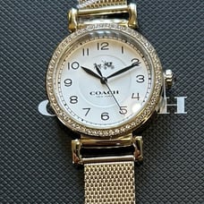Coach Madison Watch With 32mm White Face & Golden MeshBracelet