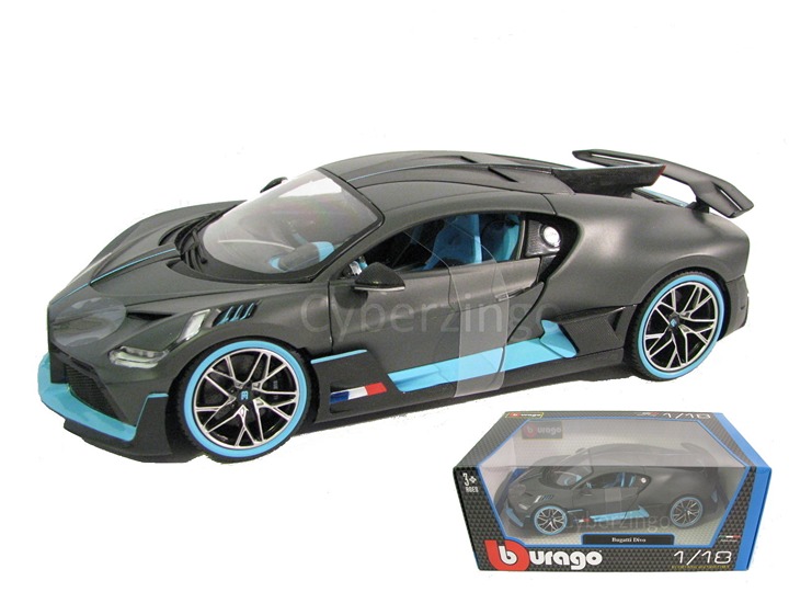 Bugatti Divo Bburago 1:18 Matt Gray Blue Accents Diecast Model Car 18-11045