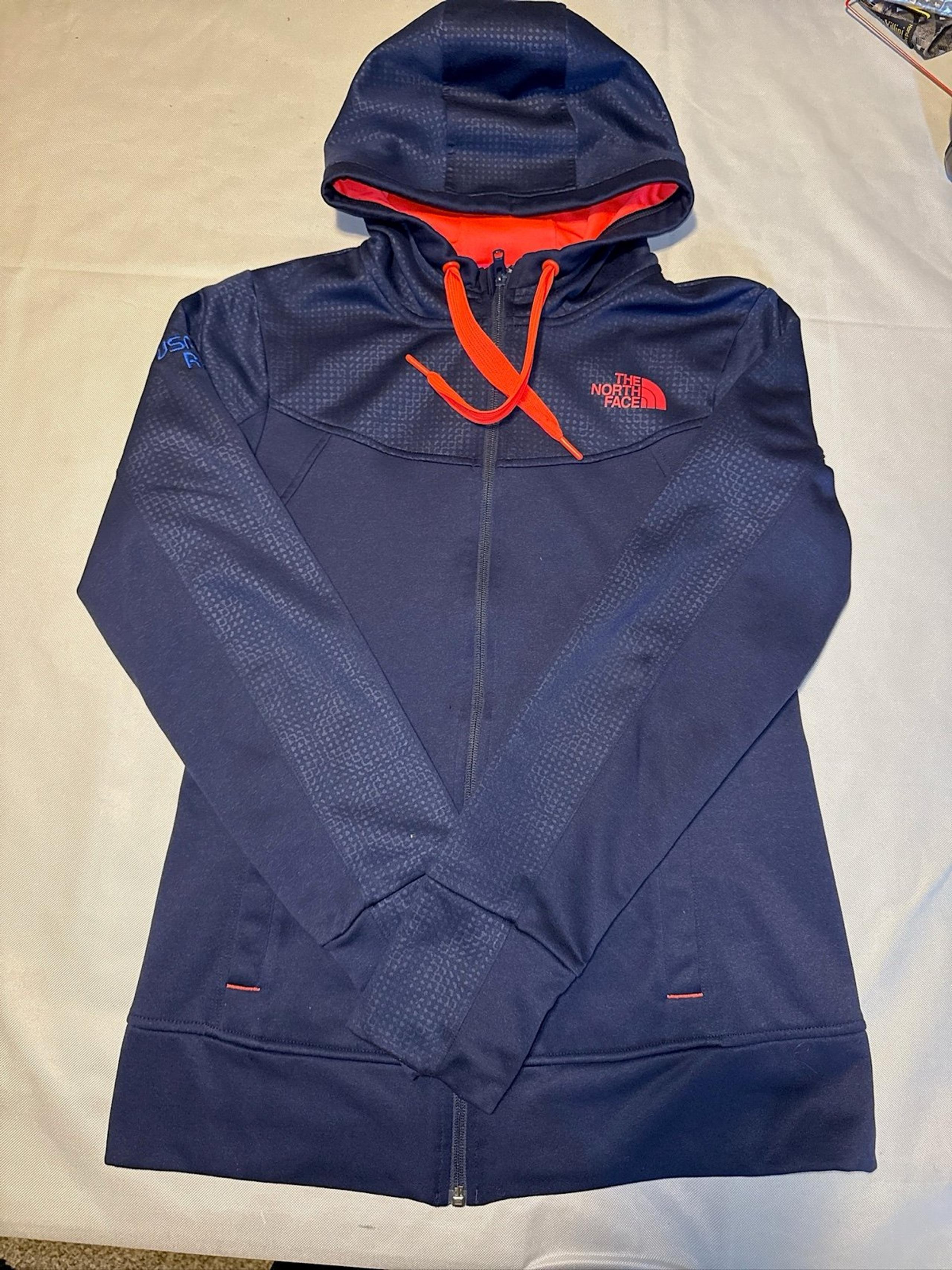 The North Face Blue Neon Orange Athletic Jacket Women’s Medium Hood Full Zip