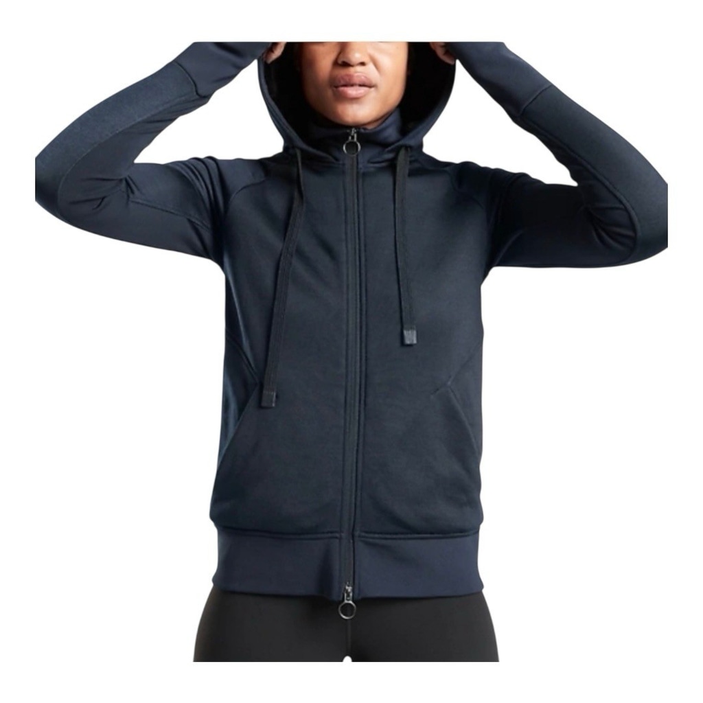 Athleta XL Triumph Hoodie Black Sweatshirt Full Zip Jacket Workout HEAVY