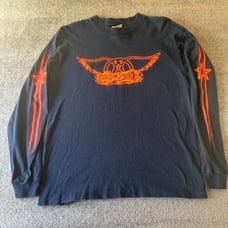 Vintage Aerosmith Band Merch Early 2000's Navy Blue Long Sleeve T-Shirt Medium