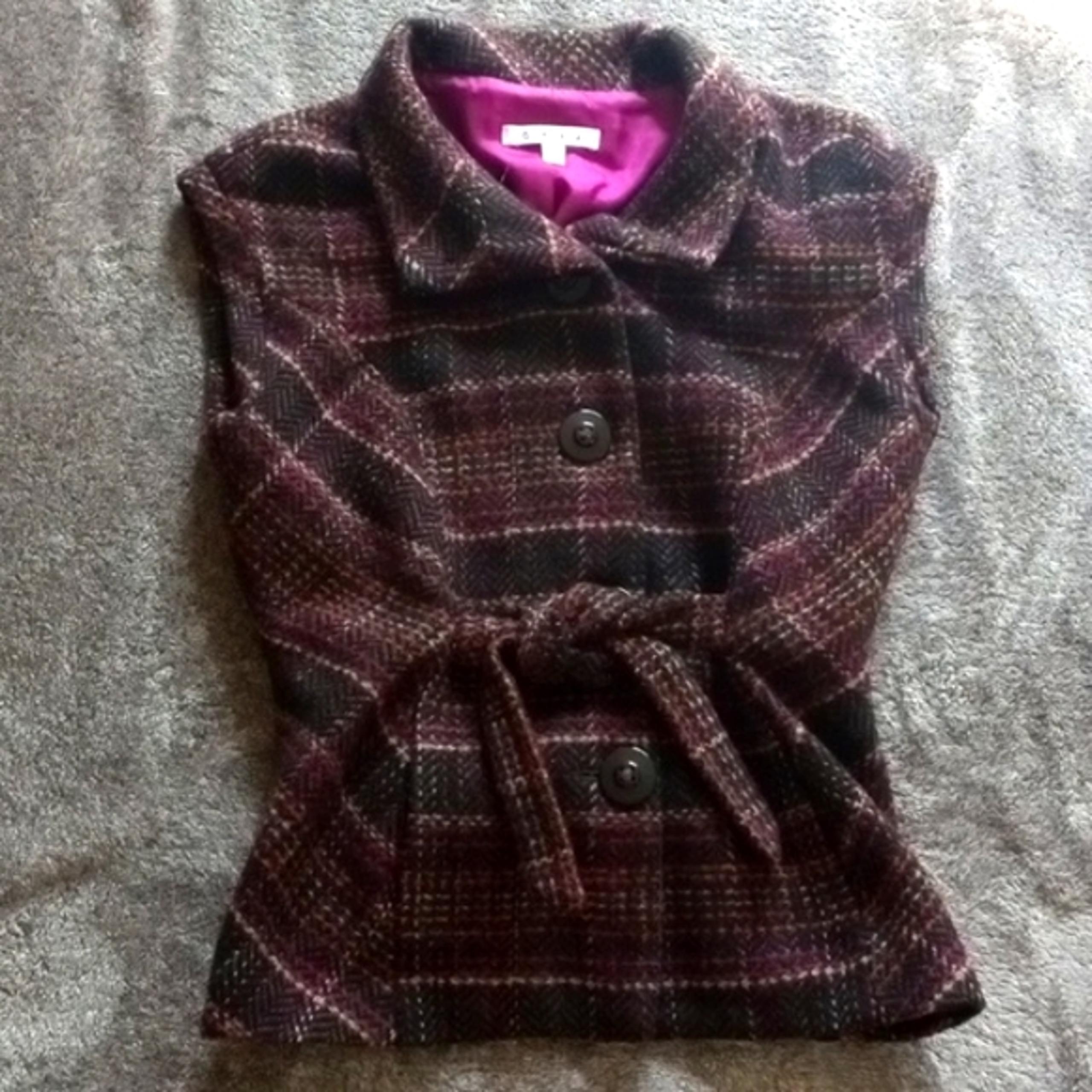 CAbi "Cinch it Up" tweed plaid vest