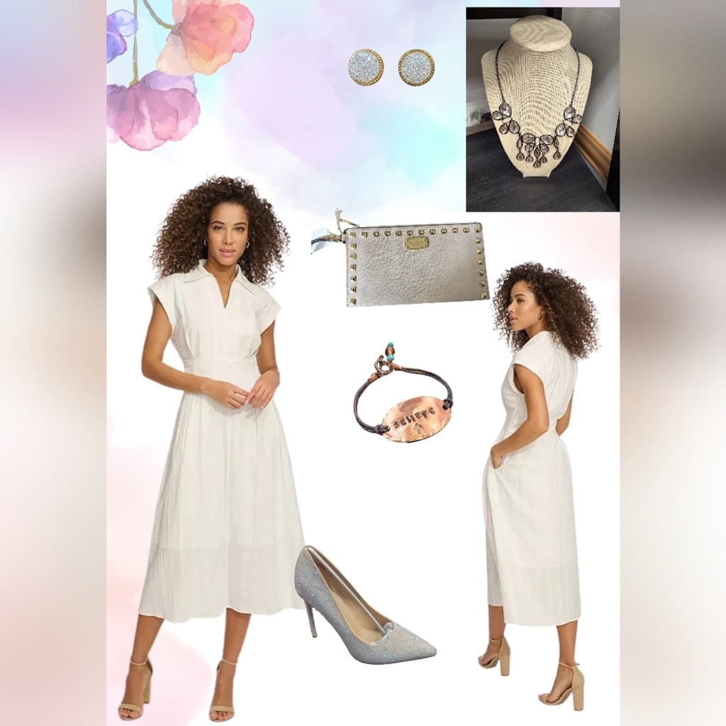 NWTs, Kensie Elegant White Midi Dress. Size 2.