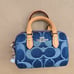 New Coach Mini Rowan Bag Charm In Signature Denim CZ083 with Cherry charm