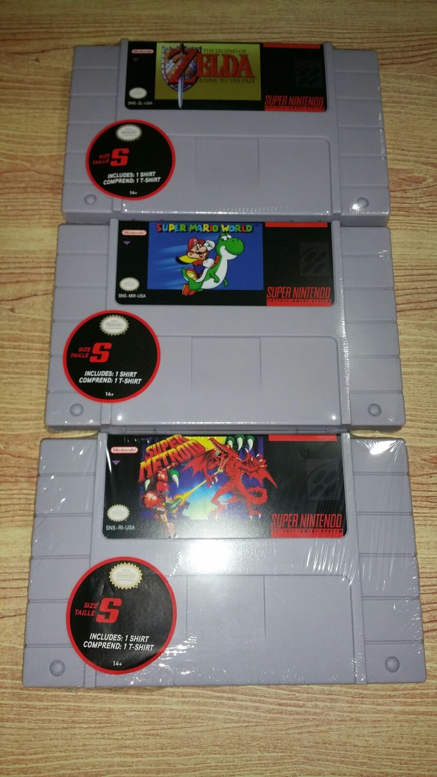 Zelda Metroid Mario SNES Shirt Set New Sealed