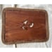 Set of 4 Vtg 60s Balinese Placemats Hand Carved Teak Wooden Wicker Boho Tiki Bar