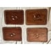 Set of 4 Vtg 60s Balinese Placemats Hand Carved Teak Wooden Wicker Boho Tiki Bar