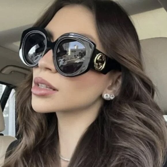 New Gucci GG1308S 001 Sunglasses - Black Frame, Grey Lenses