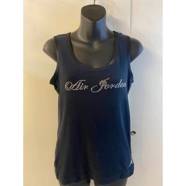Nike Air Jordan Sexy Black Tank Top Bling Silver Studs Rn#56323 Medium JumpMan