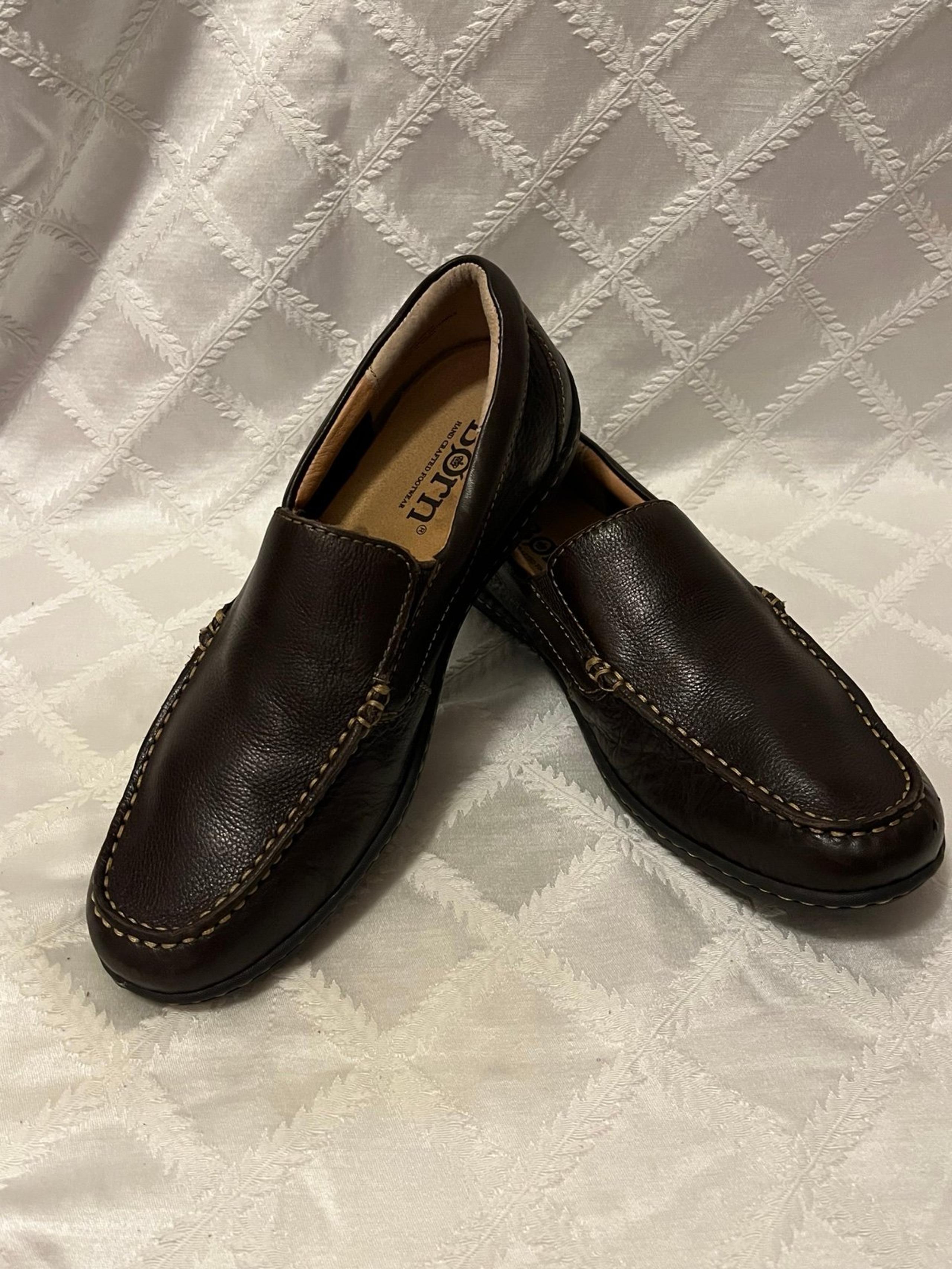 Born Mens Size 8.5m Dark Brown Leather Slip On Loafer H46523