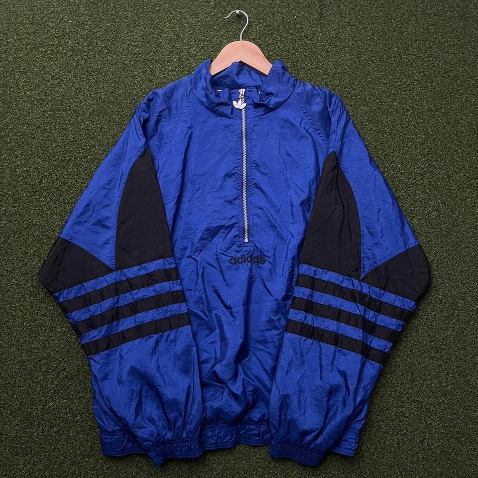 Vintage 90s Adidas Trifoil Quarter Zip Lined Windbreaker Pullover Jacket