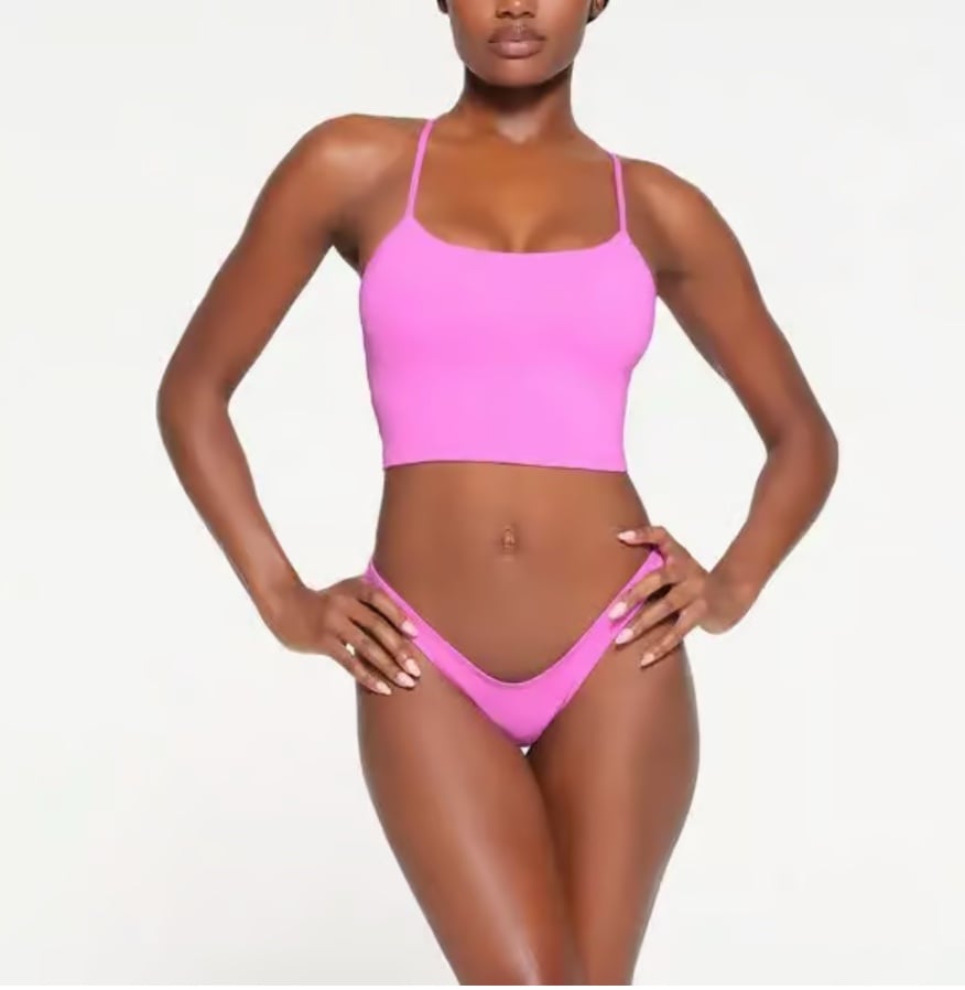 Skims Recycled Swim Cami Top Bikini Neon Orchid Pink Swimsuit Racerback XS New