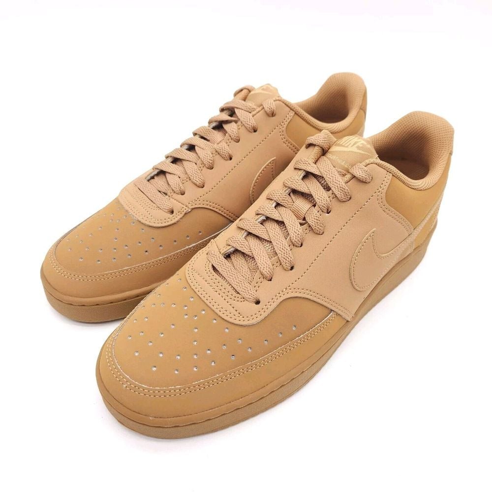 Nike Mens 10 Court Vision Lo Sneakers Lace Up Shoes CD5463-200 Flax Wheat-Twine