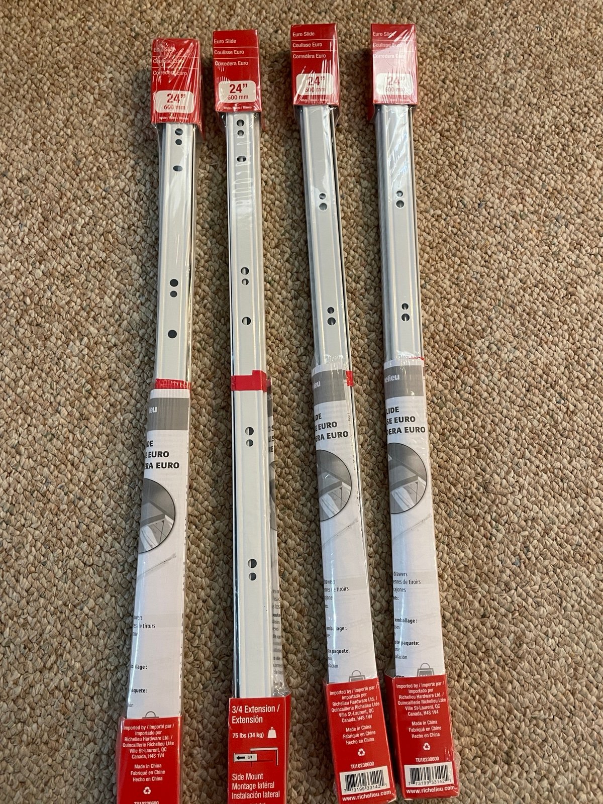 3/4” 24 Extensions for Drawers QTY4
