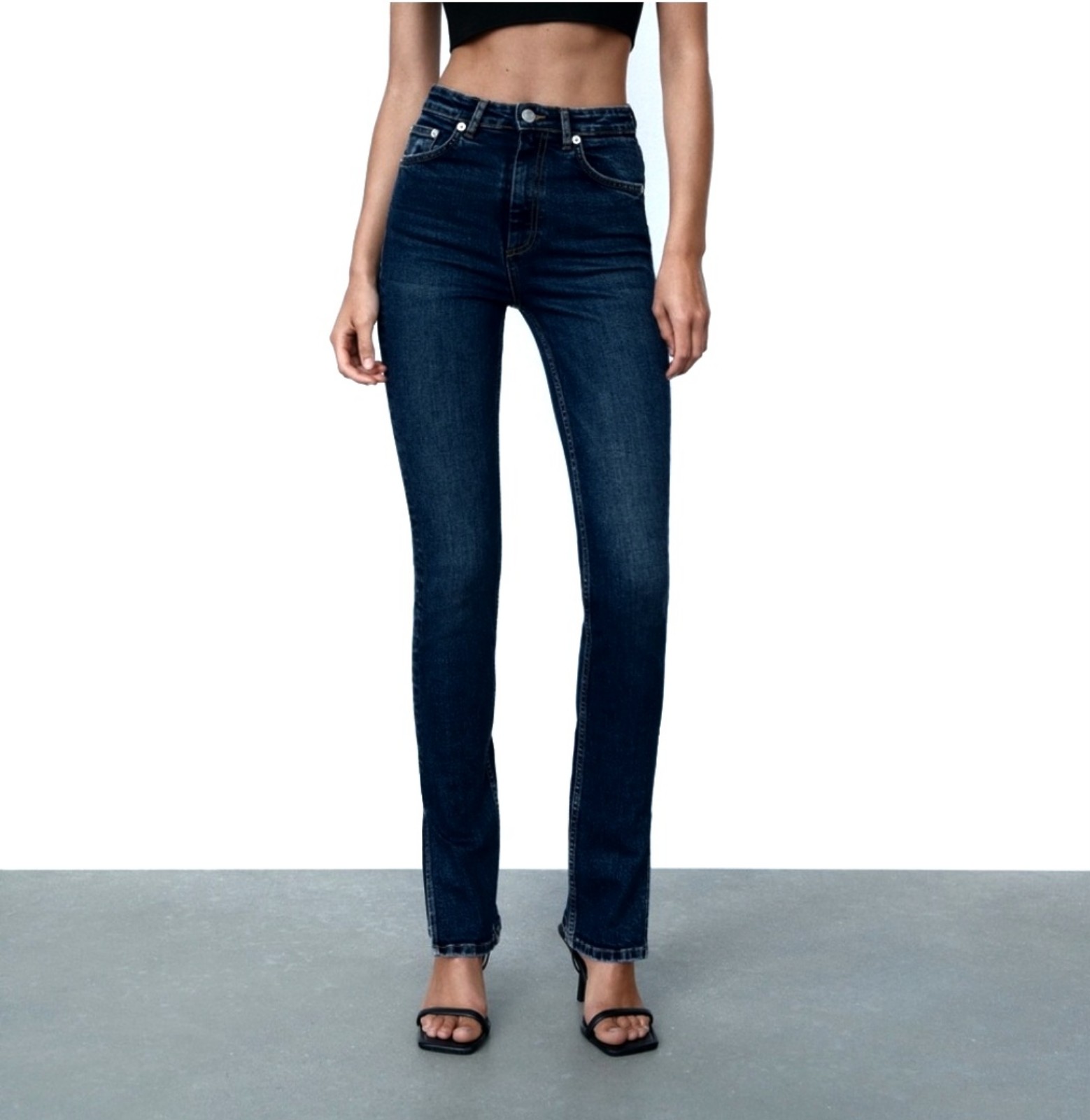 NWT Zara Dark Wash Split Hem Skinny Jeans Size 4