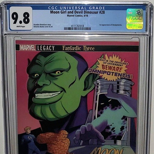 MOON GIRL AND DEVIL DINOSAUR #28 1ST PRINT CGC 9.8 1ST APP OF OMNIPOTENTIS! FF4!