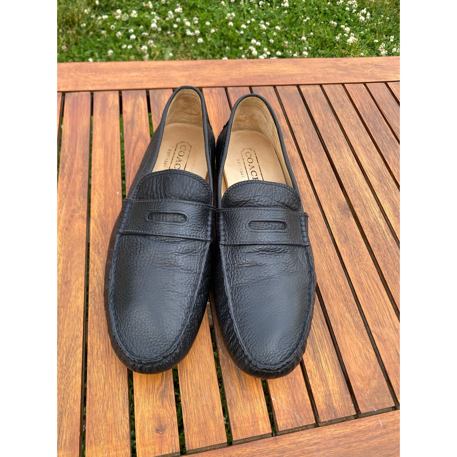 Men's black leather coach loafer's size 12