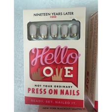 Hello Love Press On Nail Bundle Set Of 7 Neutrals White Black Silver French New