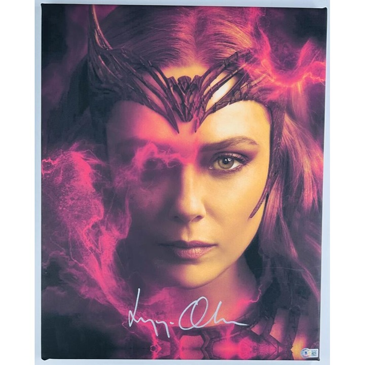 ELIZABETH OLSEN SIGNED 16X20 STRETCHED CANVAS SCARLET WITCH THE AVENGERS BAS 037