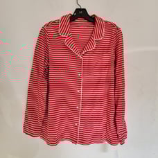 NEW Talbots Red Striped Button Front Up Long Sleeve Pajama Shirt Top Size Medium