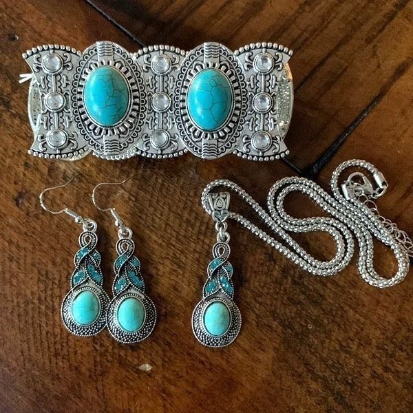 Western Jewelry Set  Silver & Turquoise, High Desert Style
