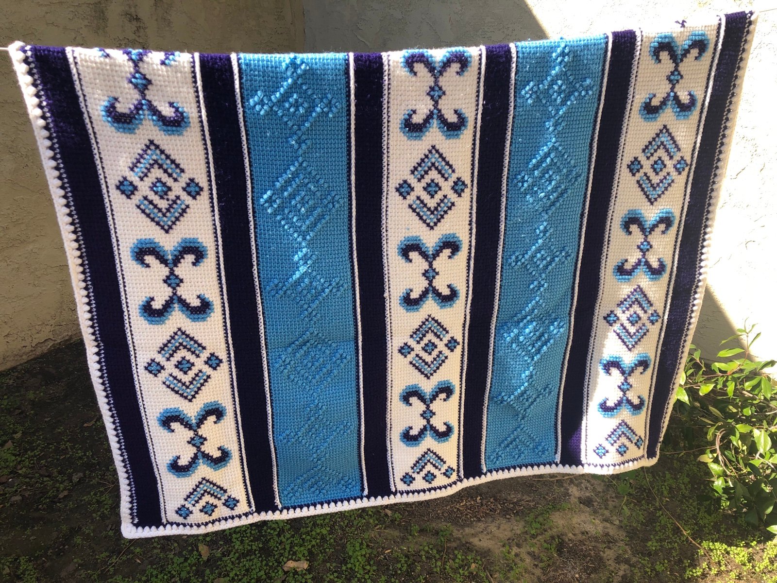 Dutch Greek ? folk Afghan blanket