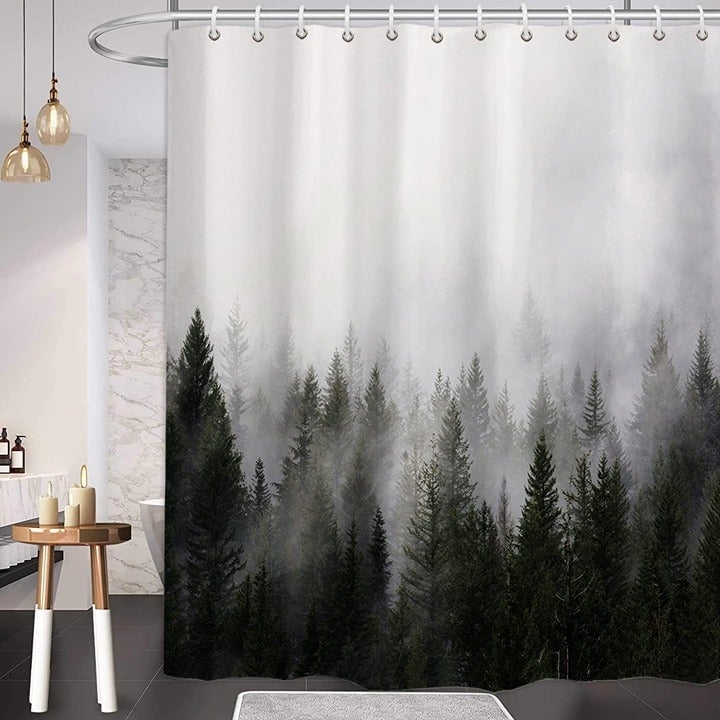 Misty Forest Shower Curtains,Nature Shower Curtain,Woodland Shower Curta