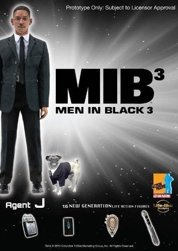 1/6 Scale 12inch Men in Black 3 Will Smith Agent J with Frank the Pug dog figure