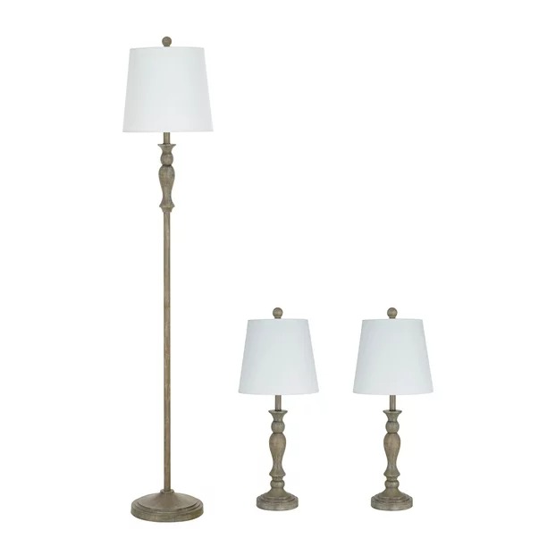 Modern Farmhouse 3-Pack Table and Floor Lamp Set