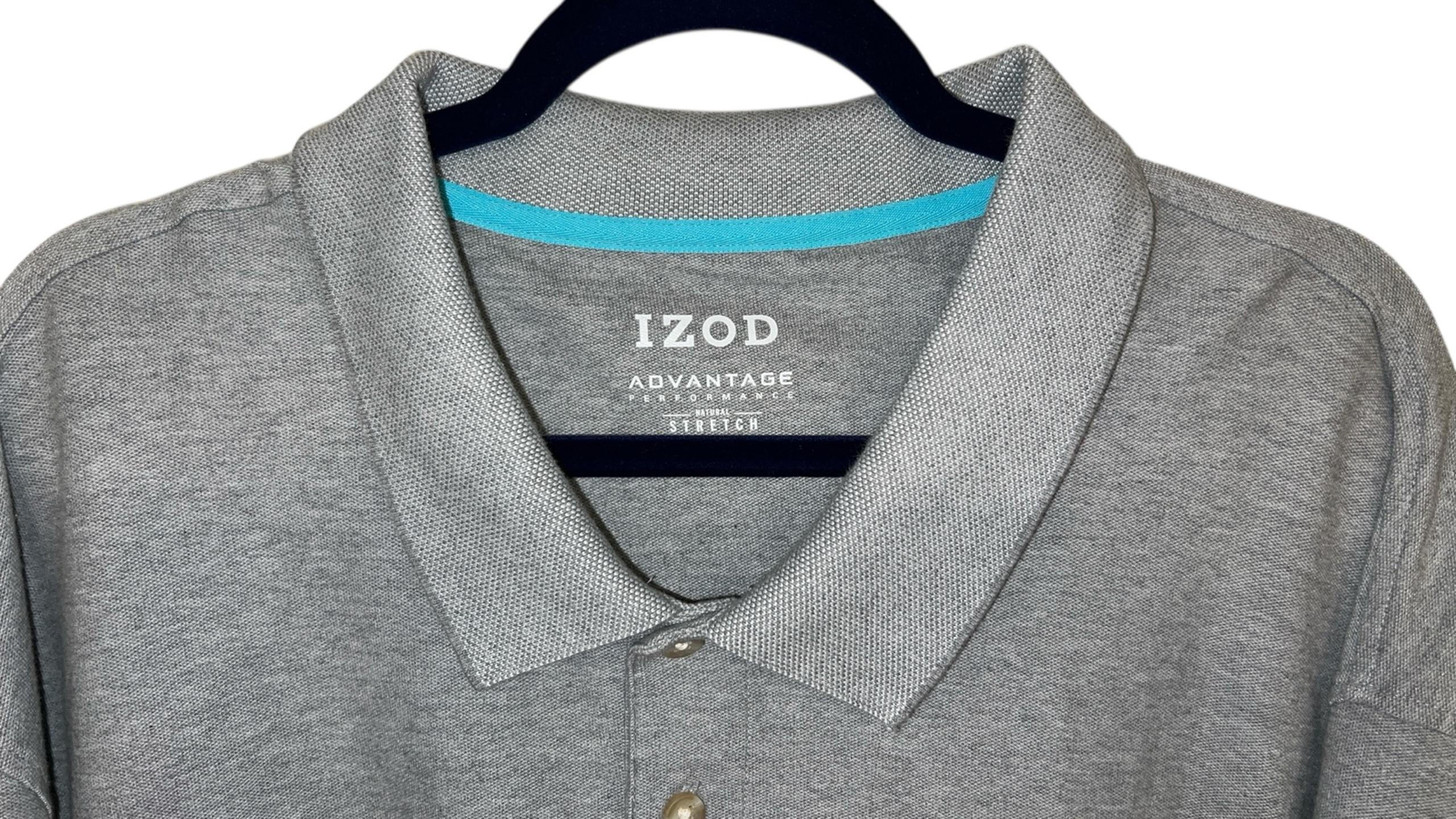 New Men’s Big and Tall 5XLT IZOD Short Sleeve Polo, Gray
