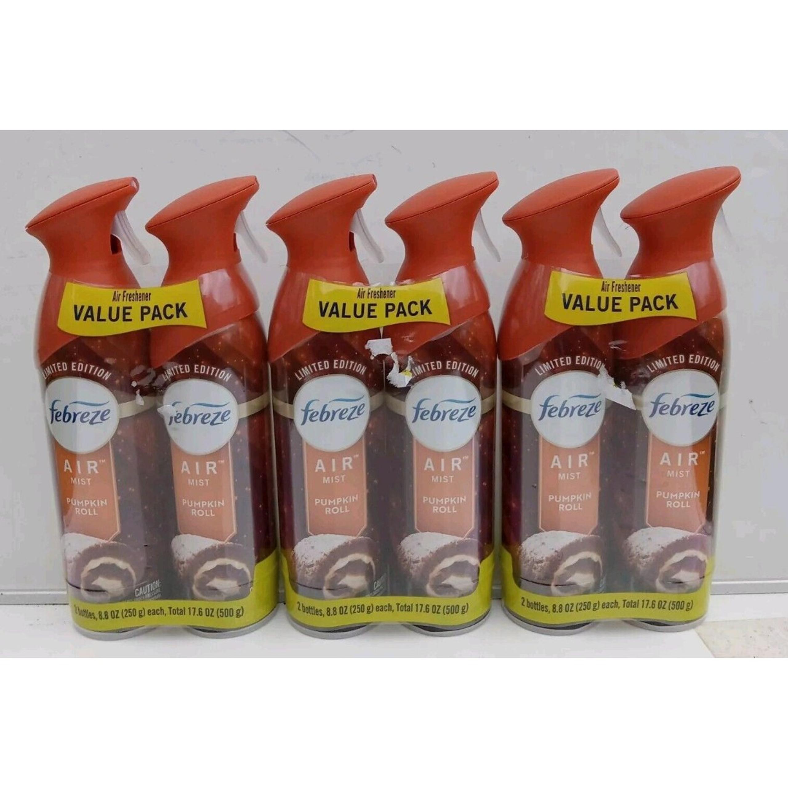 Febreze Air Mist,Odor-Fighting Air Freshener, Pumpkin Roll, 2 Pack, Lot of 3 Pac